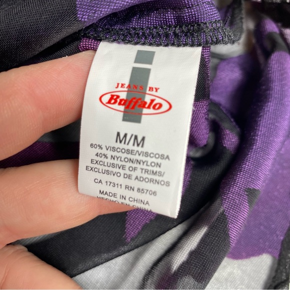 Jeans By Buffalo Top Black Burnout Sheer Velvet Fringe Whimsigoth Fairy Sz M - Picture 5 of 9